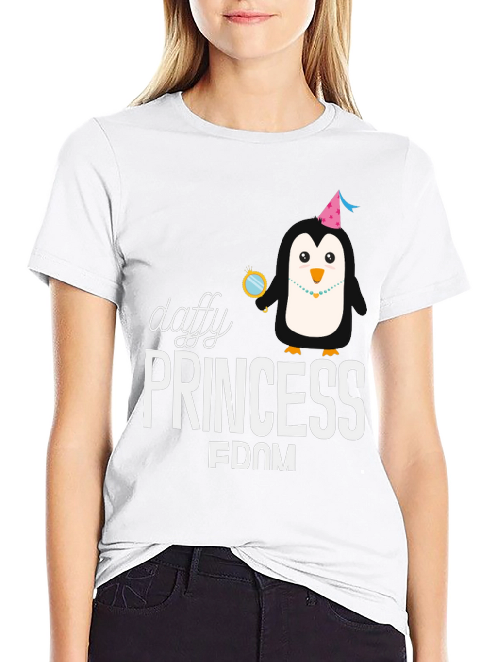 Daffy Princess Penguin Black T-Shirt