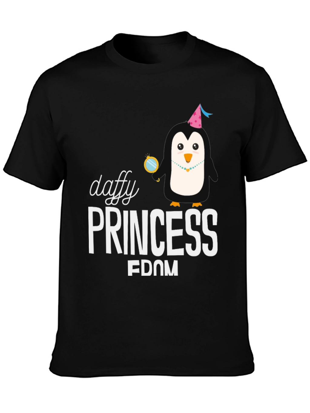 Daffy Princess Penguin Black T-Shirt