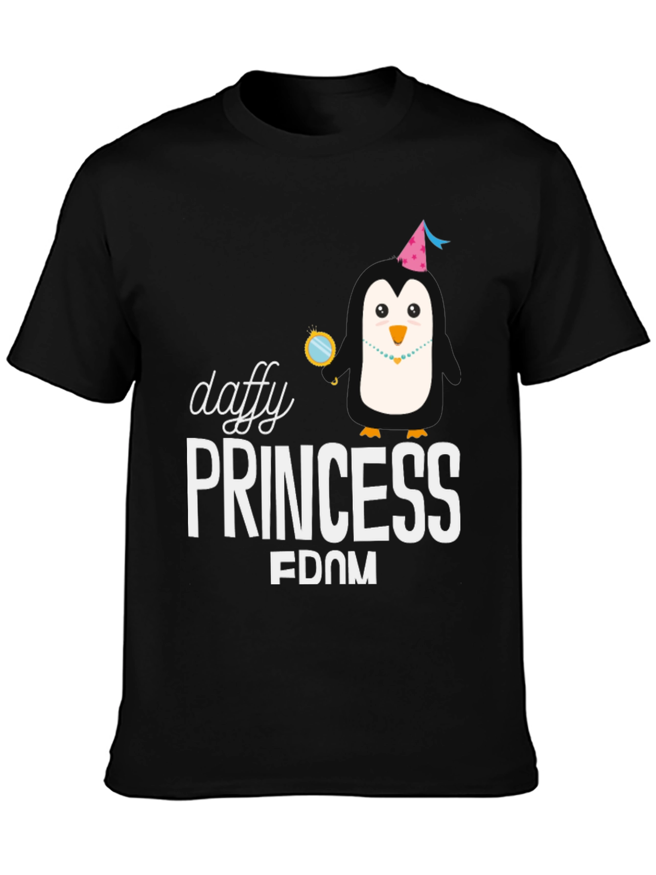 Daffy Princess Penguin Black T-Shirt