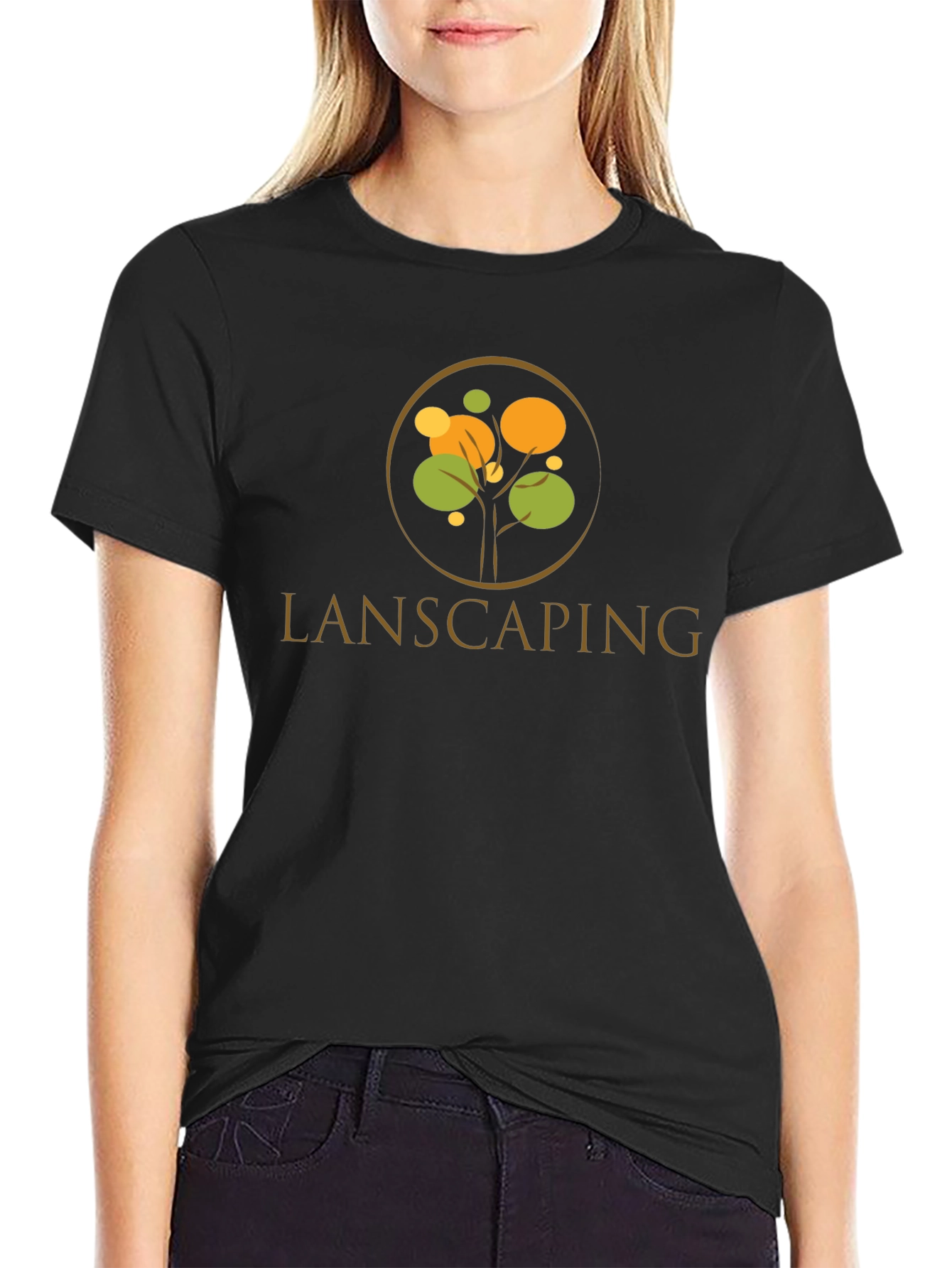 Lanscaping Tree Logo Black T-Shirt