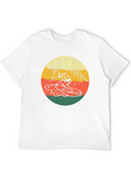Retro Surfer Graphic Tee - Black Cotton T-Shirt