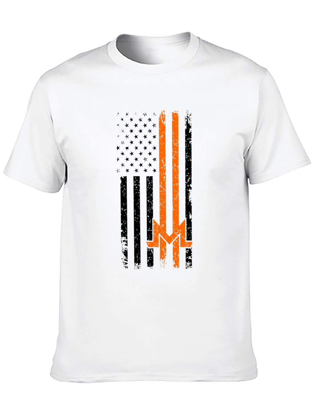 Distressed American Flag Thin Orange Line T-Shirt
