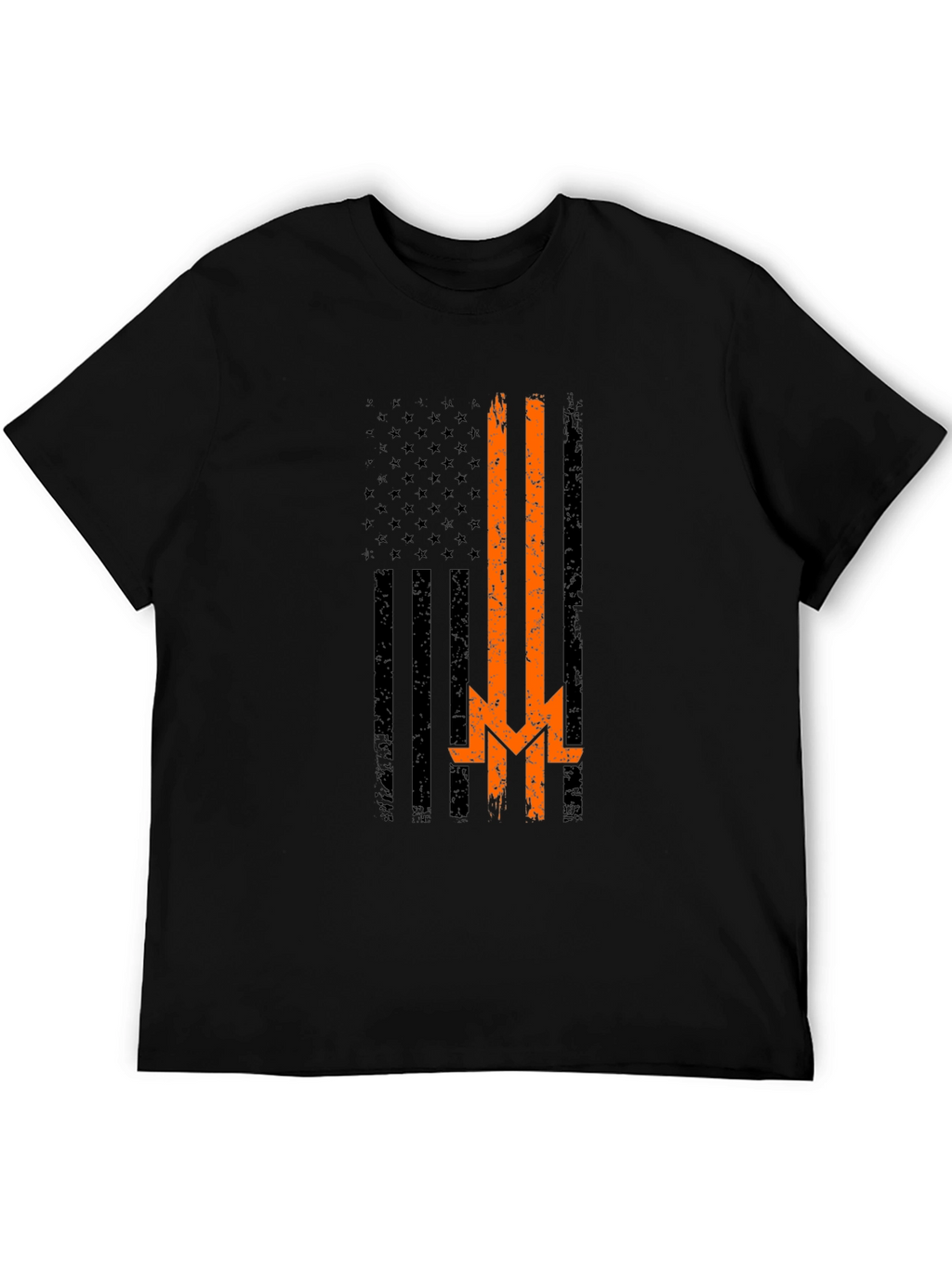 Distressed American Flag Thin Orange Line T-Shirt