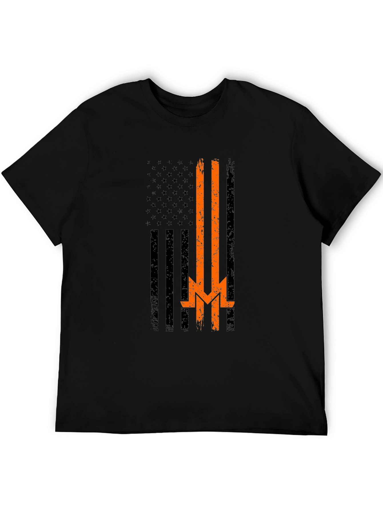 Distressed American Flag Thin Orange Line T-Shirt