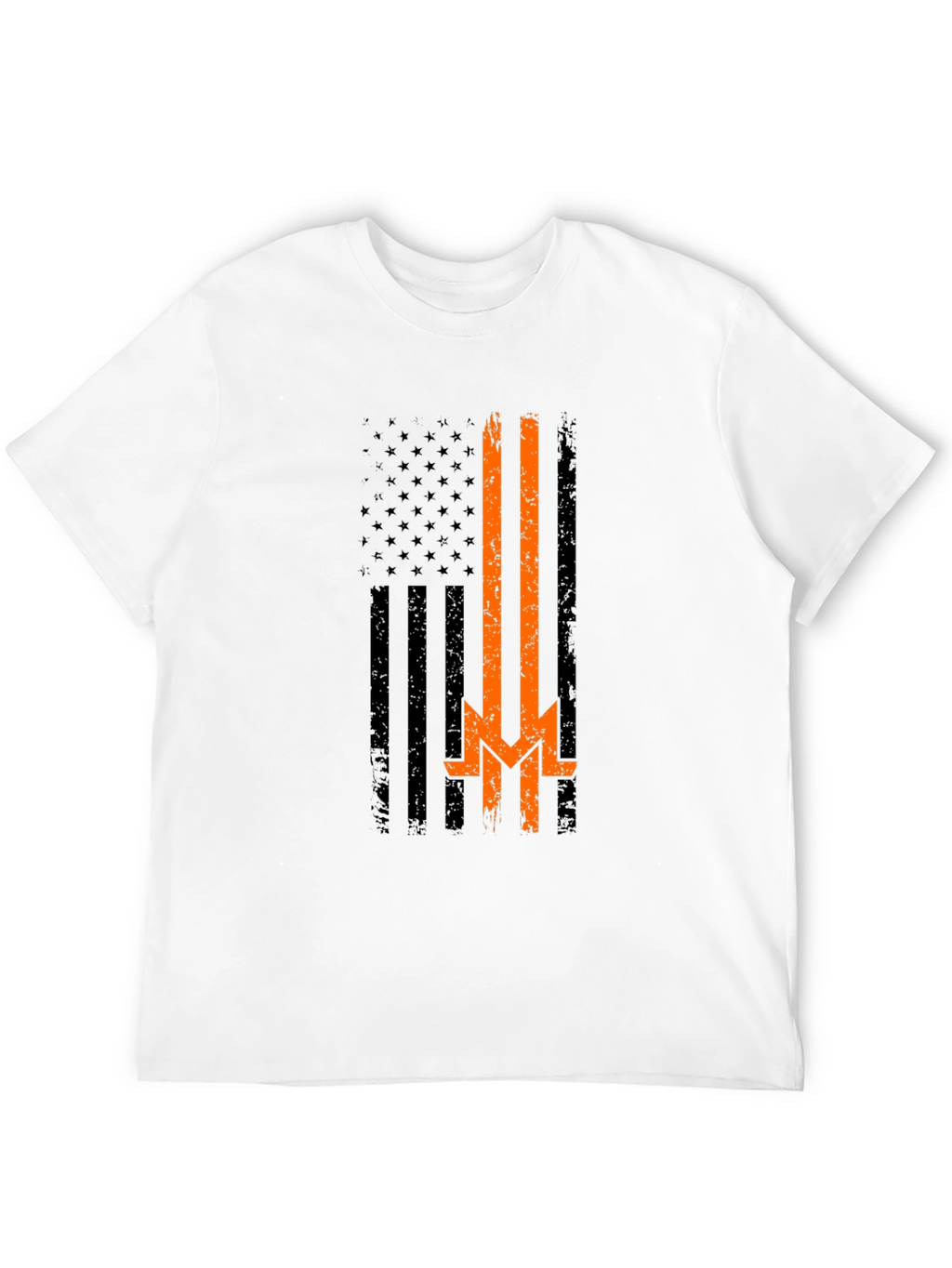 Distressed American Flag Thin Orange Line T-Shirt