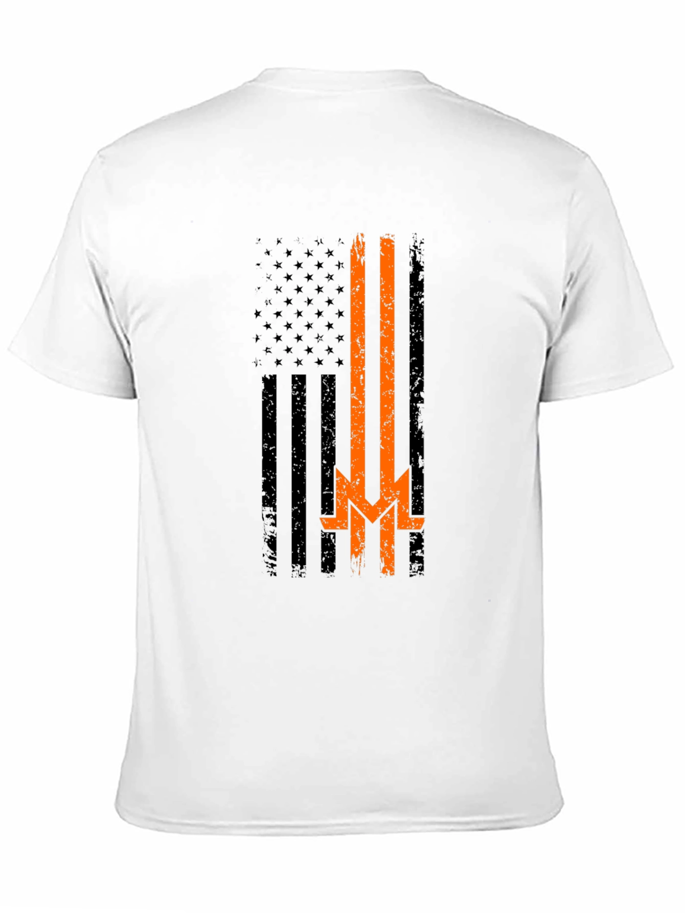 Distressed American Flag Thin Orange Line T-Shirt