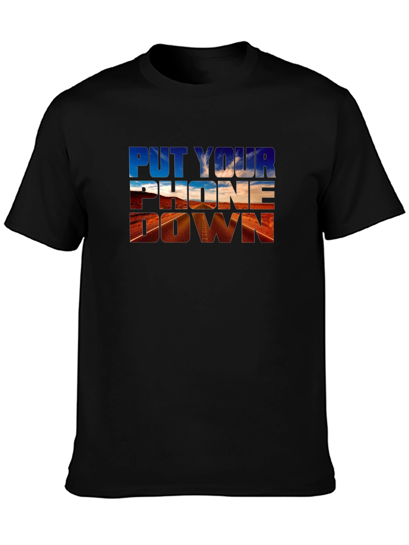 Put Your Phone Down Graphic Tee - Black Cotton T-Shirt