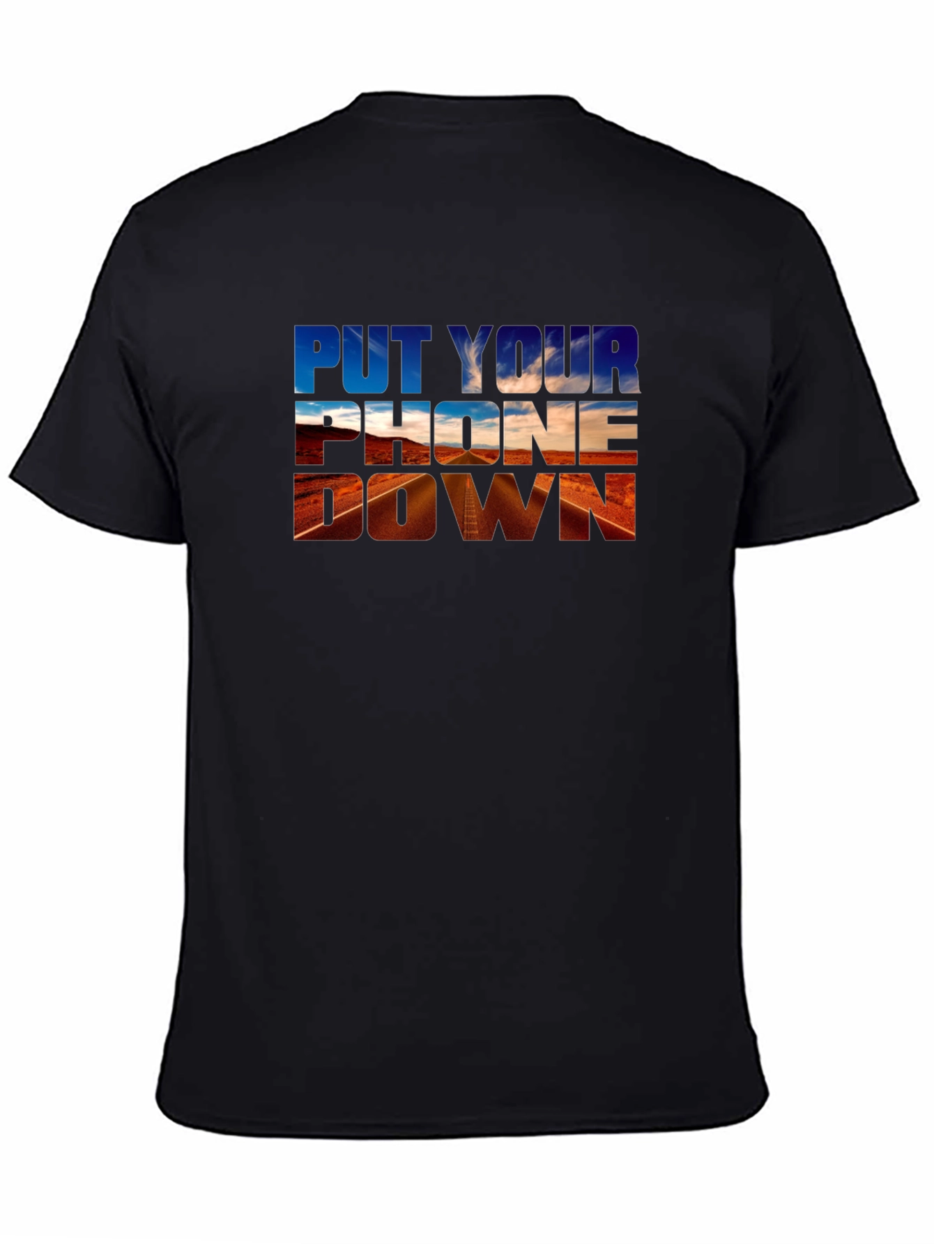 Put Your Phone Down Graphic Tee - Black Cotton T-Shirt