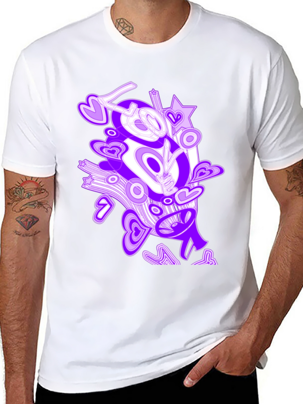 Abstract Love Graphic Black T-Shirt