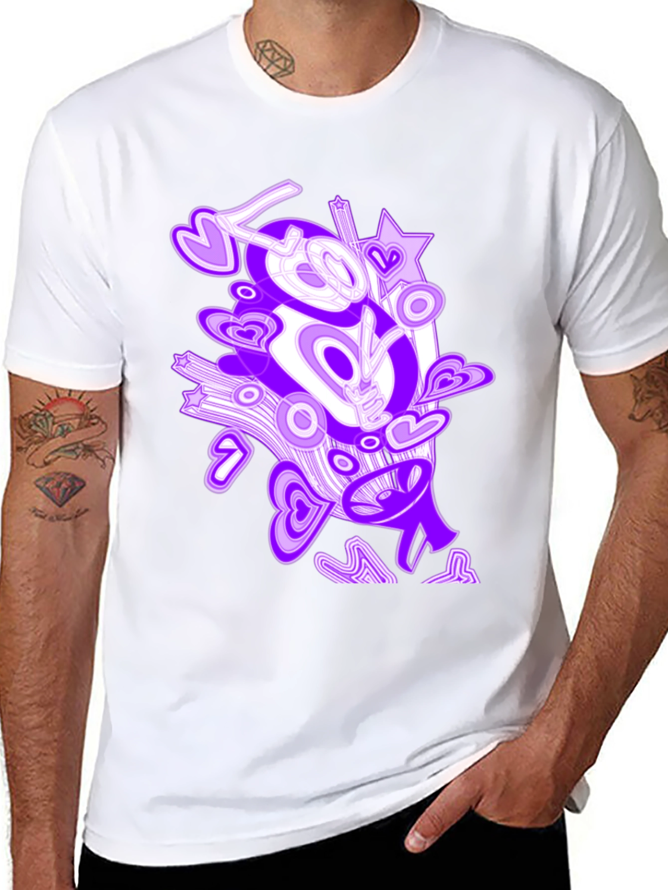 Abstract Love Graphic Black T-Shirt
