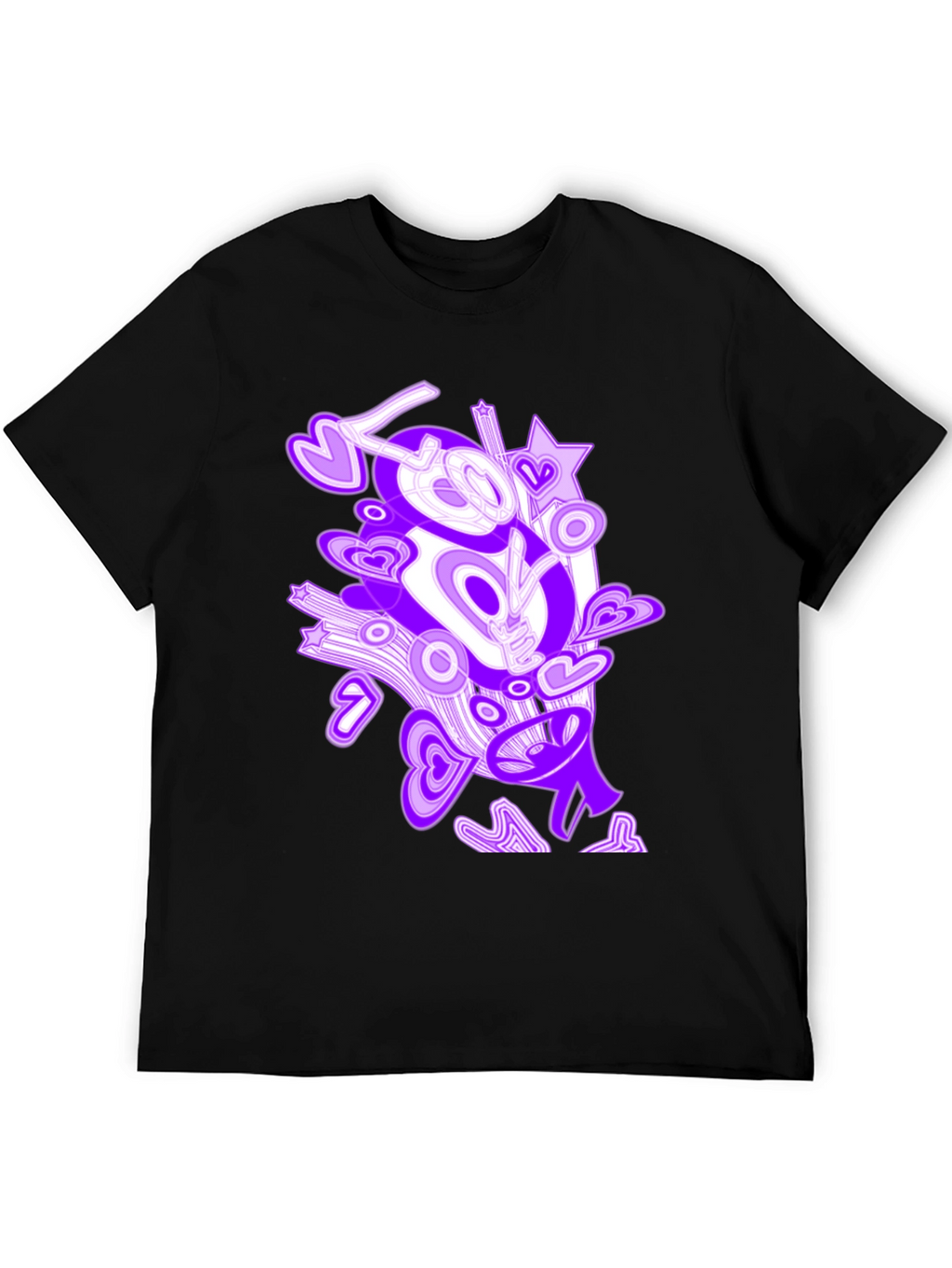 Abstract Love Graphic Black T-Shirt