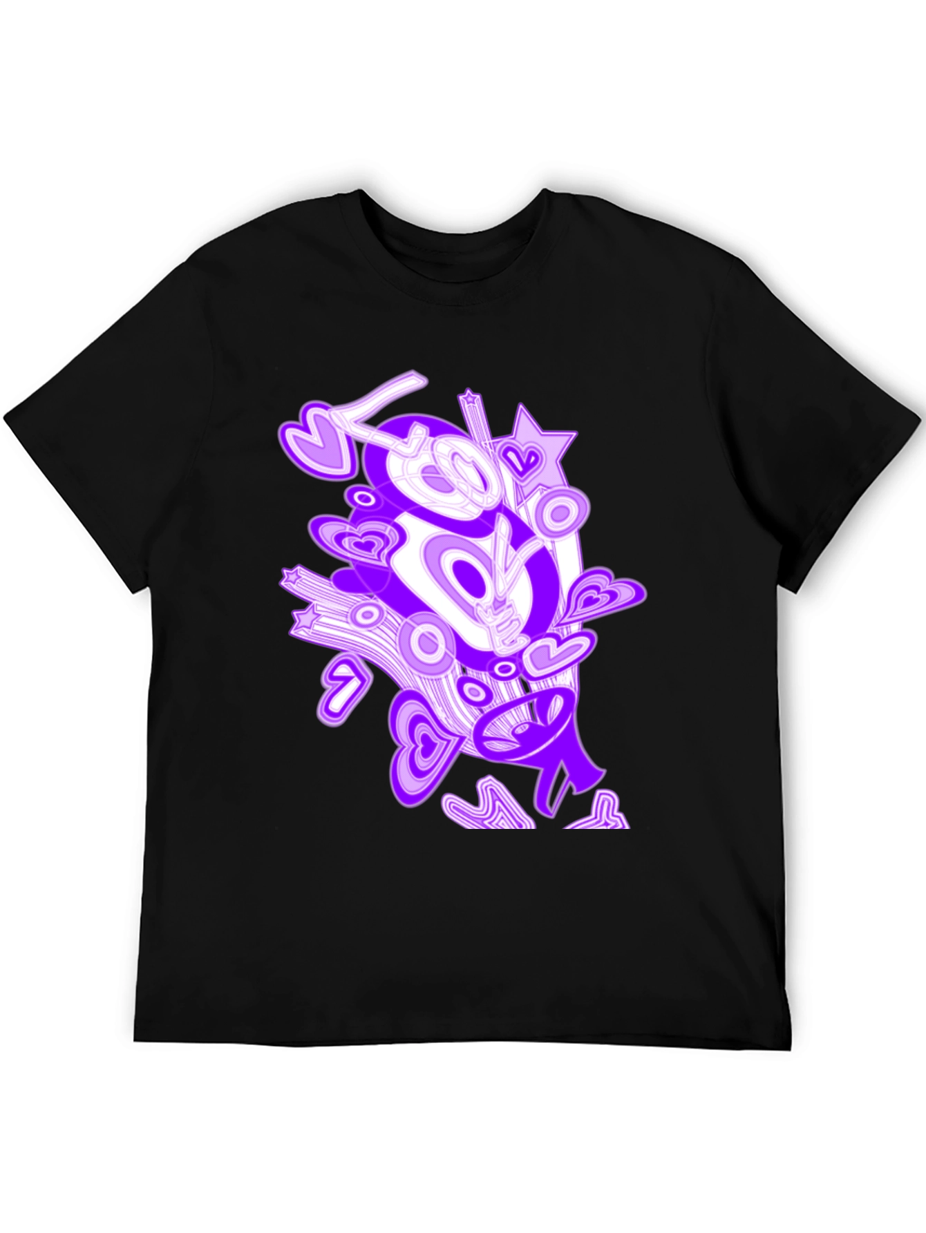 Abstract Love Graphic Black T-Shirt