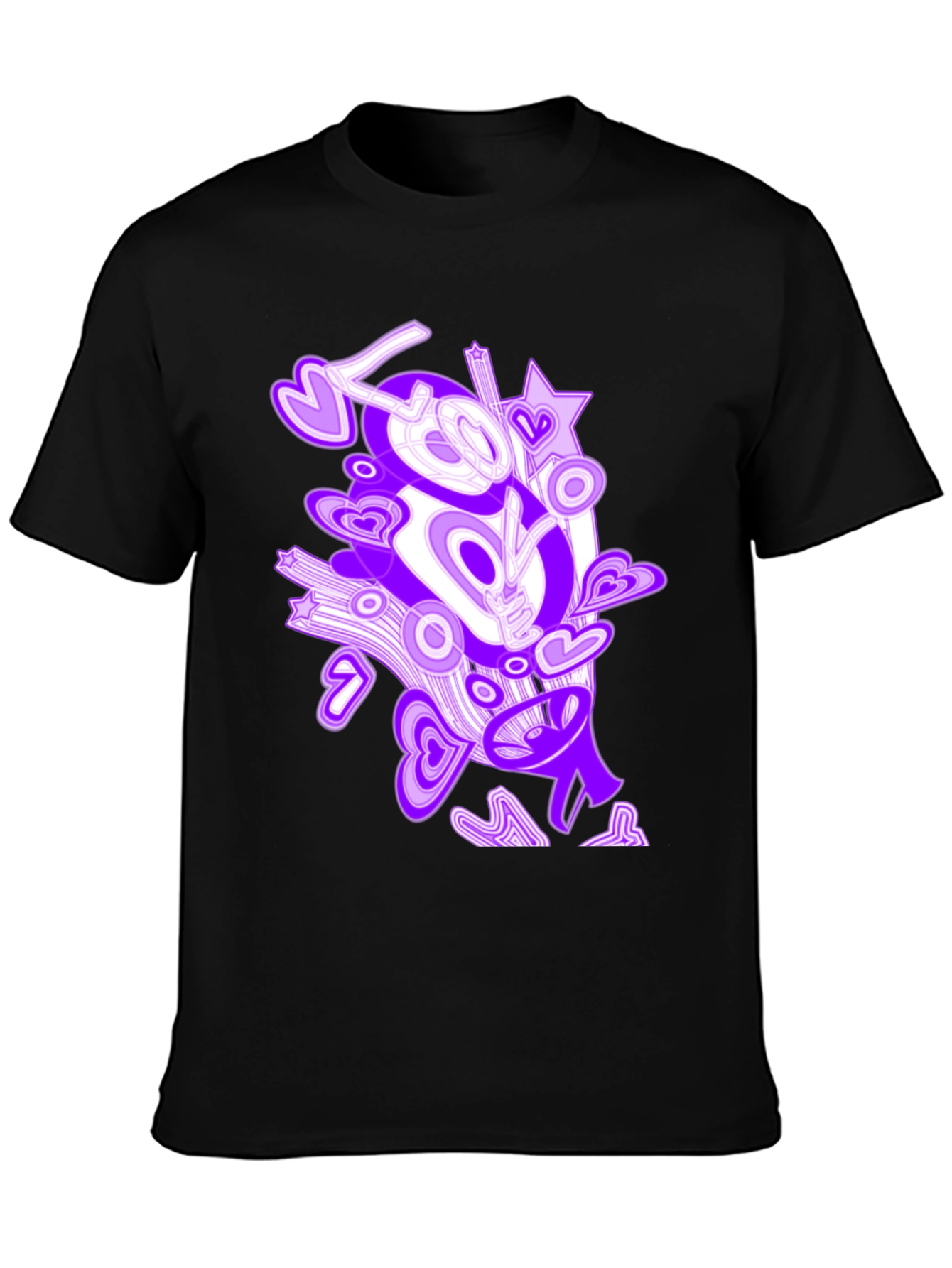 Abstract Love Graphic Black T-Shirt