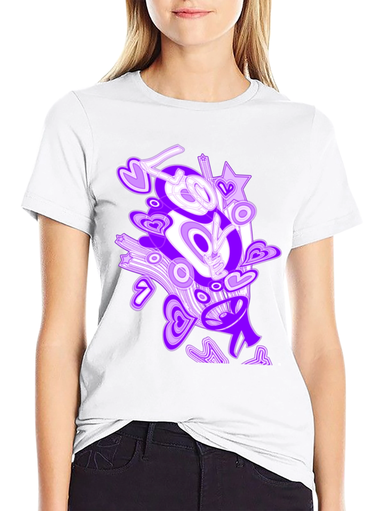 Abstract Love Graphic Black T-Shirt