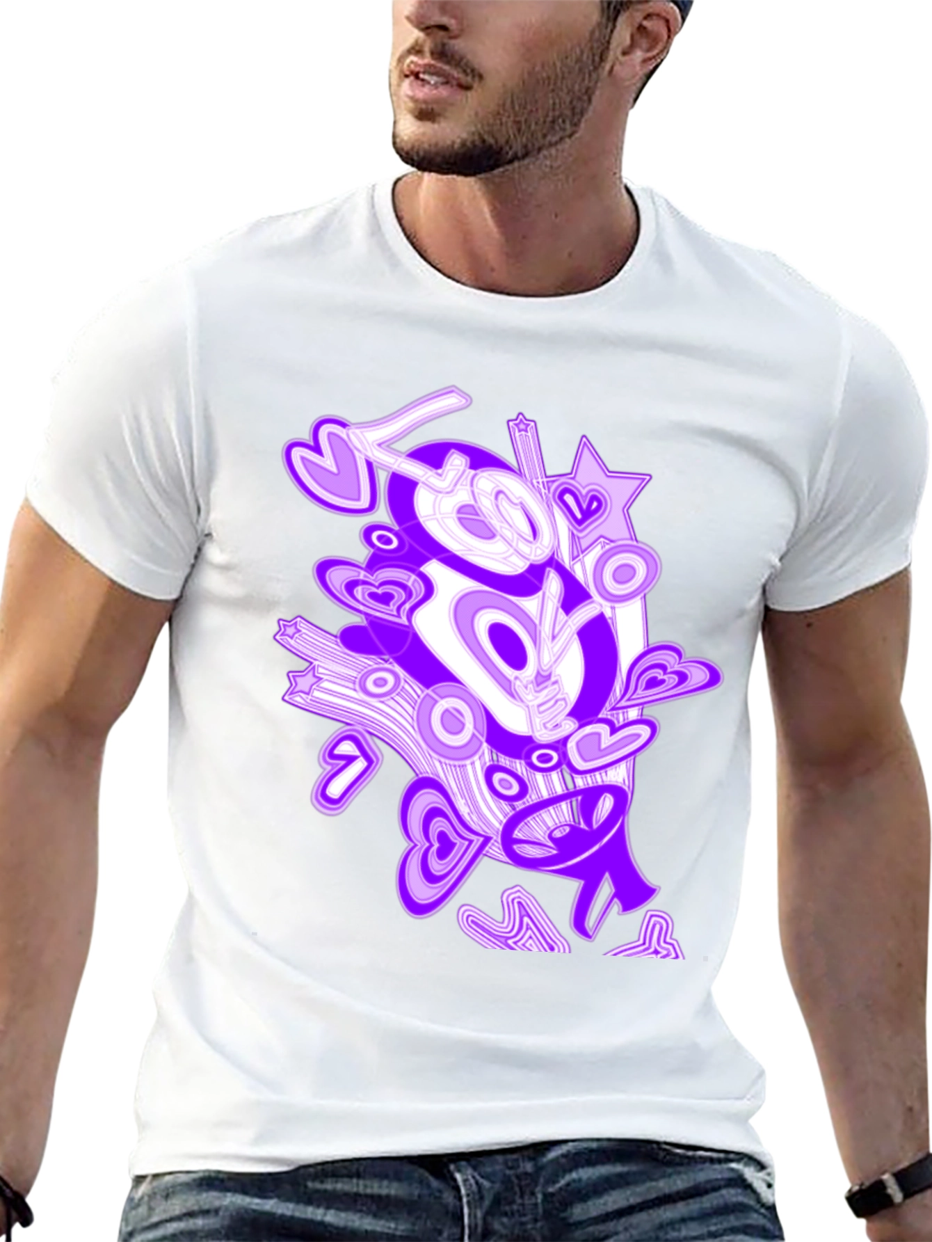 Abstract Love Graphic Black T-Shirt