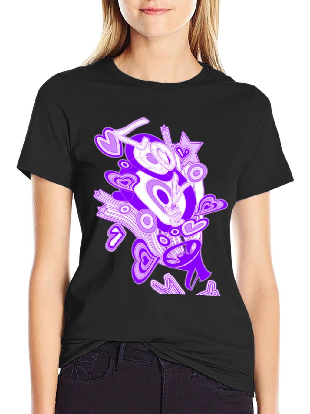 Abstract Love Graphic Black T-Shirt