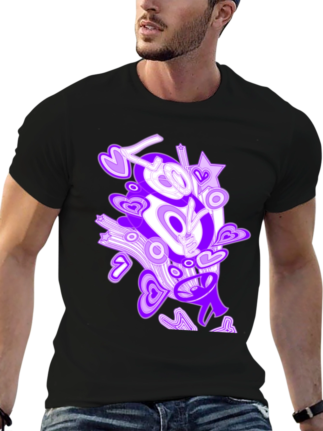 Abstract Love Graphic Black T-Shirt