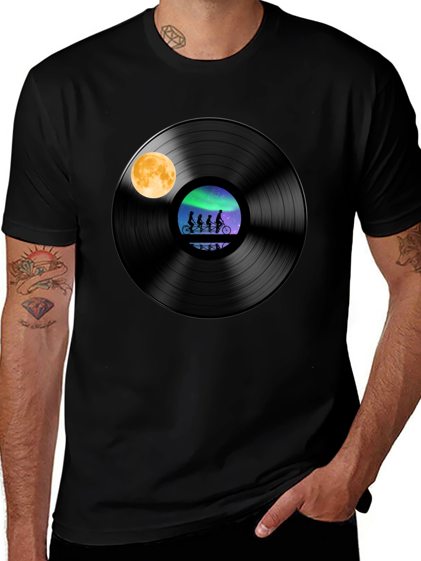 Vinyl Record Bike Ride Graphic Tee