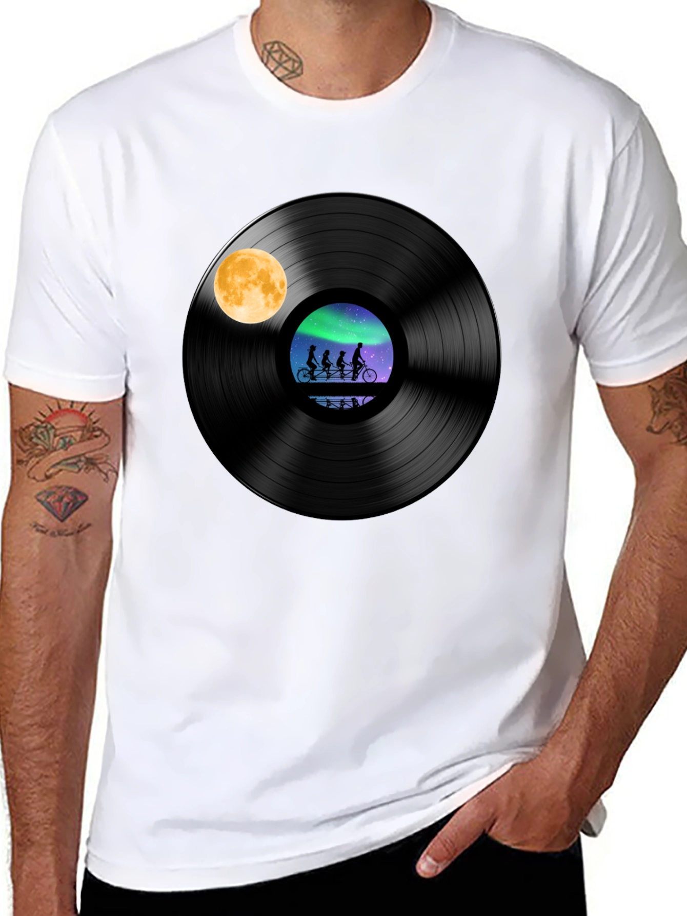 Vinyl Record Bike Ride Graphic Tee