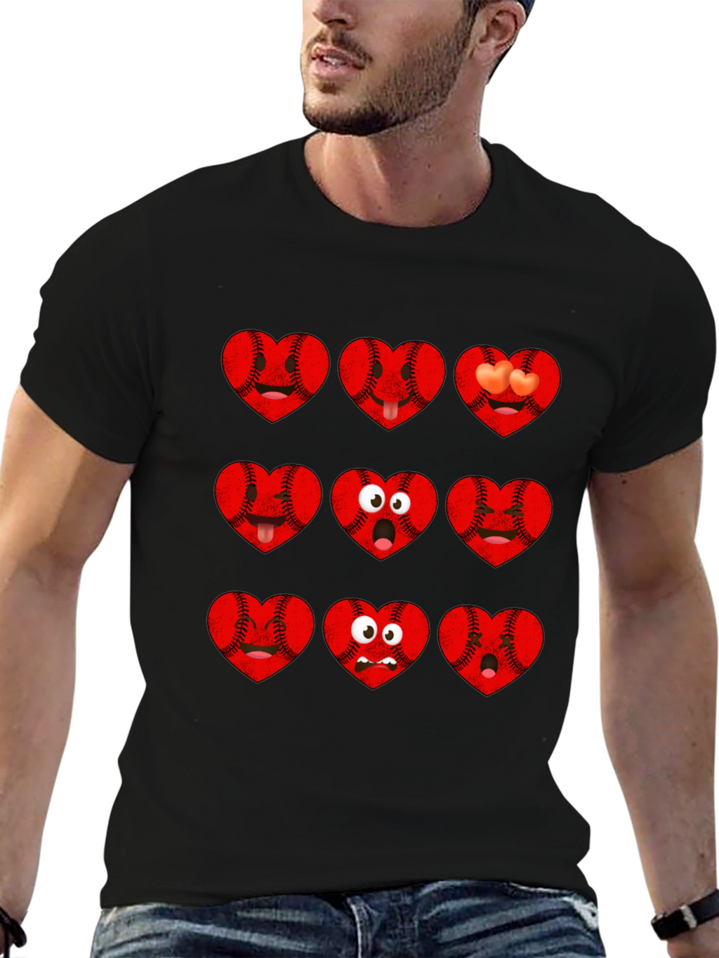Baseball Heart Emoji Graphic T-Shirt