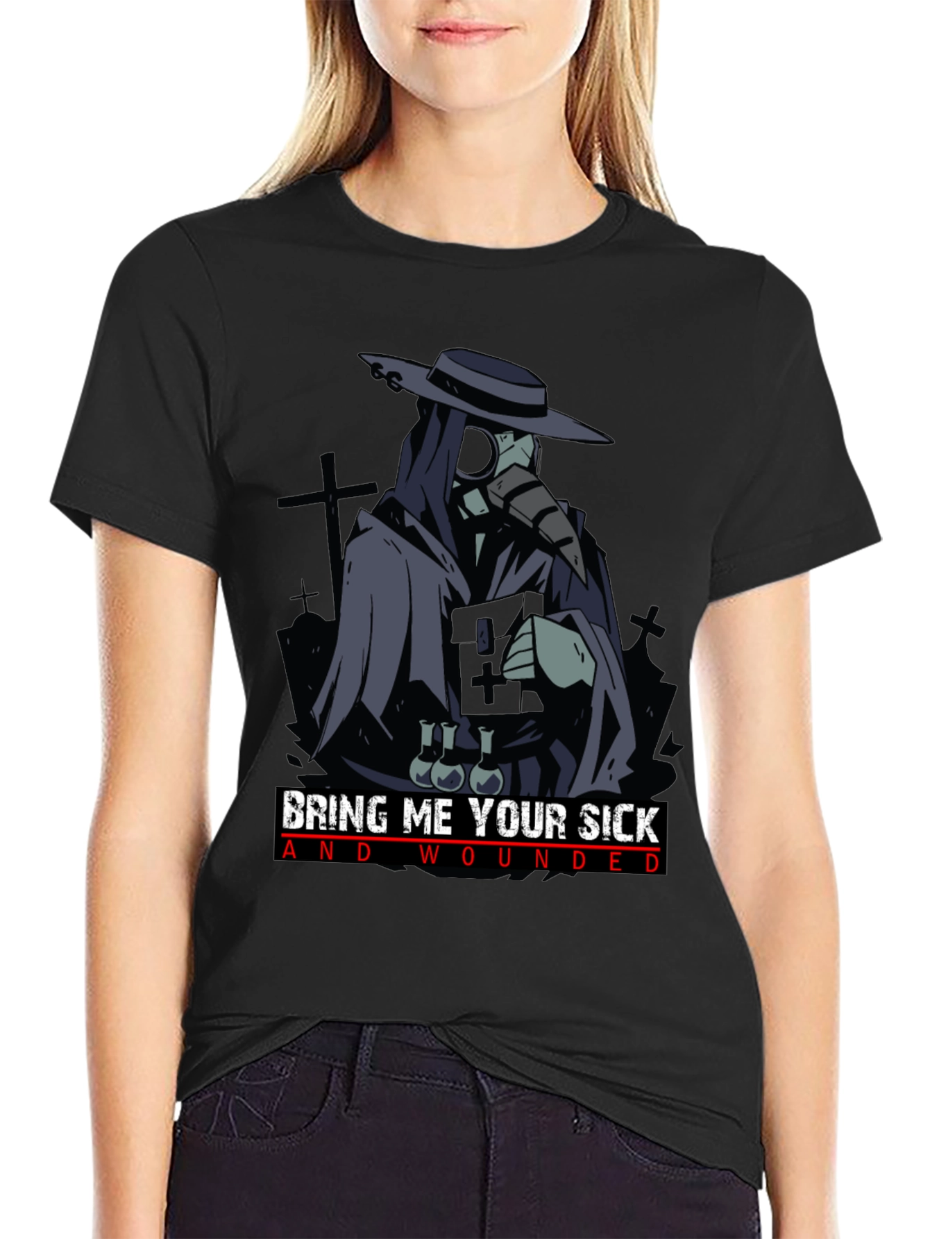 Plague Doctor Graphic Tee - Bring Me Your Sick & Wounded