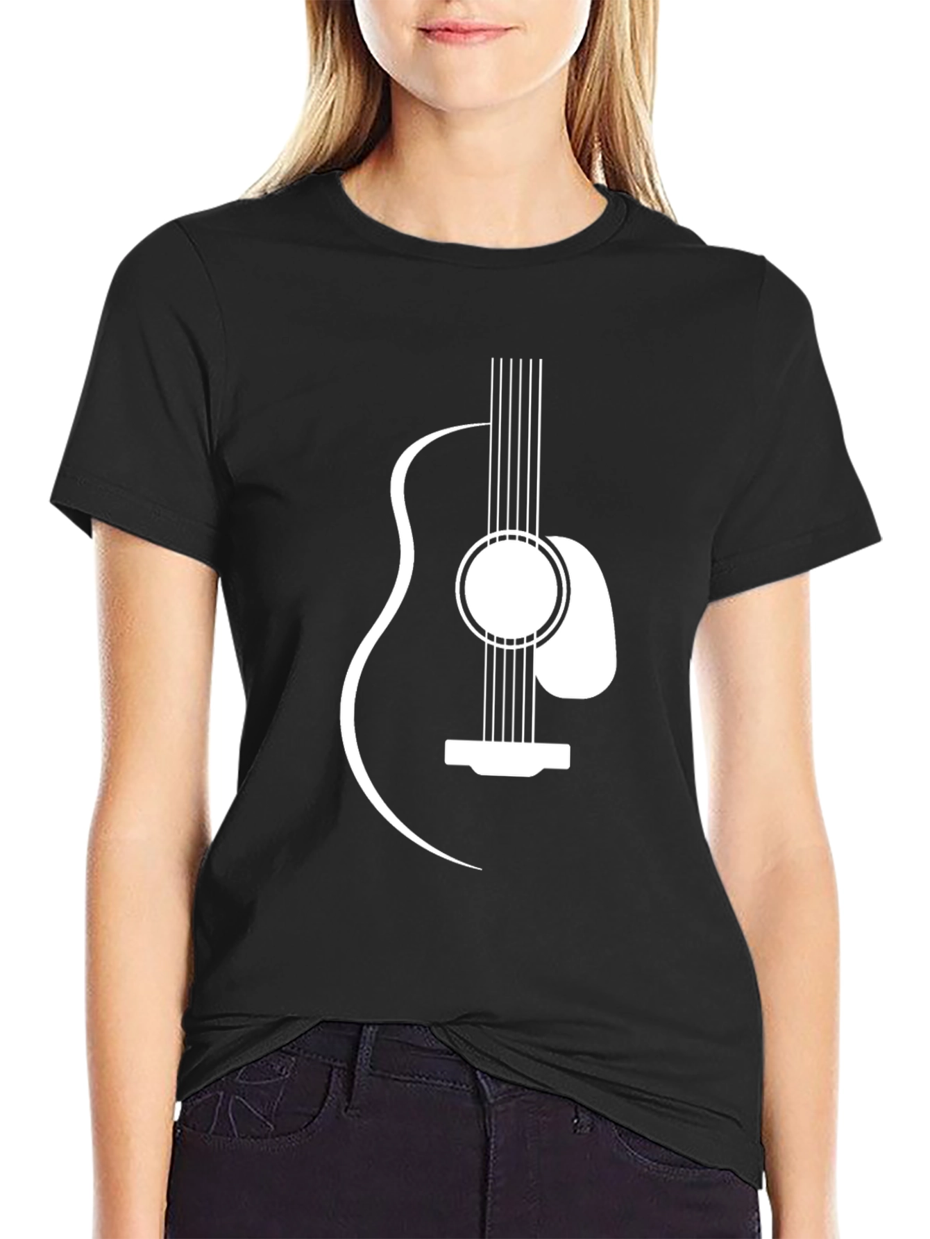 Guitar Graphic Tee - Black Casual T-Shirt
