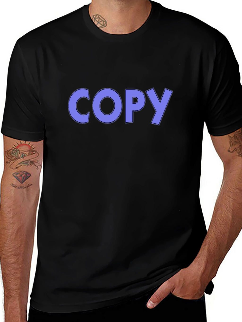 Mens Black T-Shirt with COPY Graphic Print