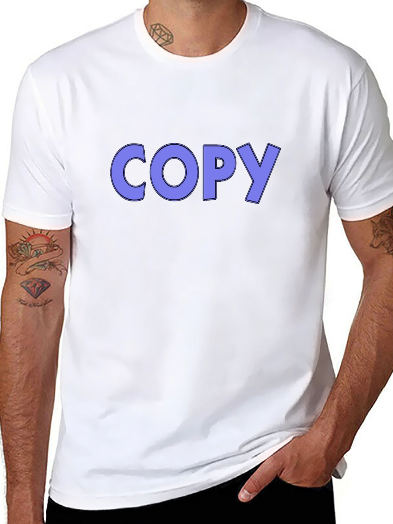 Mens Black T-Shirt with COPY Graphic Print