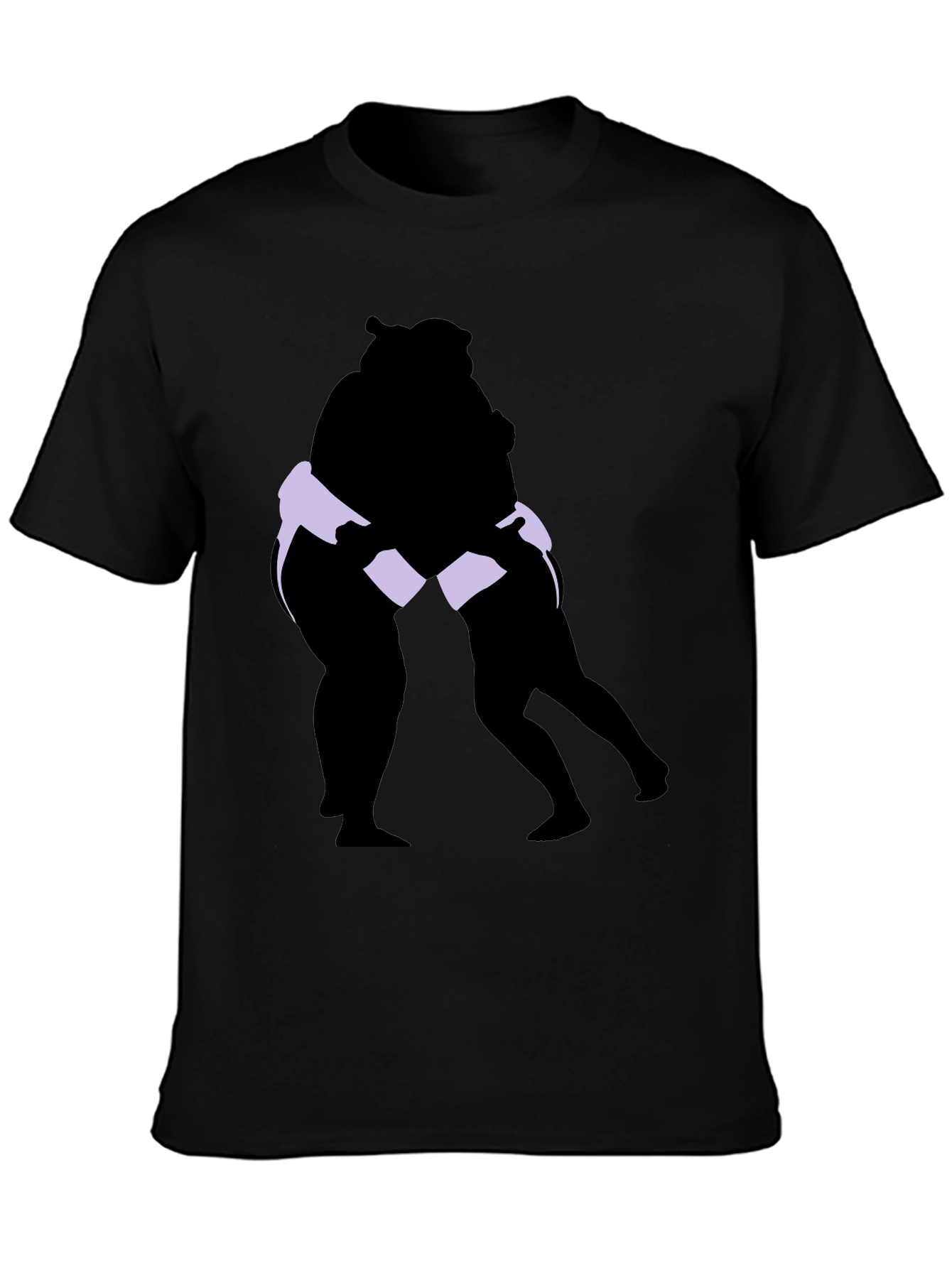 Sumo Wrestlers Graphic Tee - Black Cotton Blend