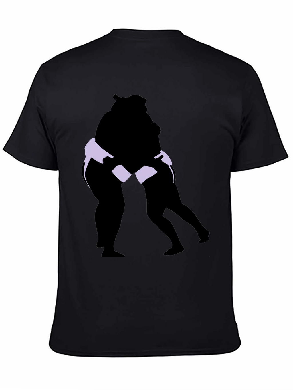 Sumo Wrestlers Graphic Tee - Black Cotton Blend