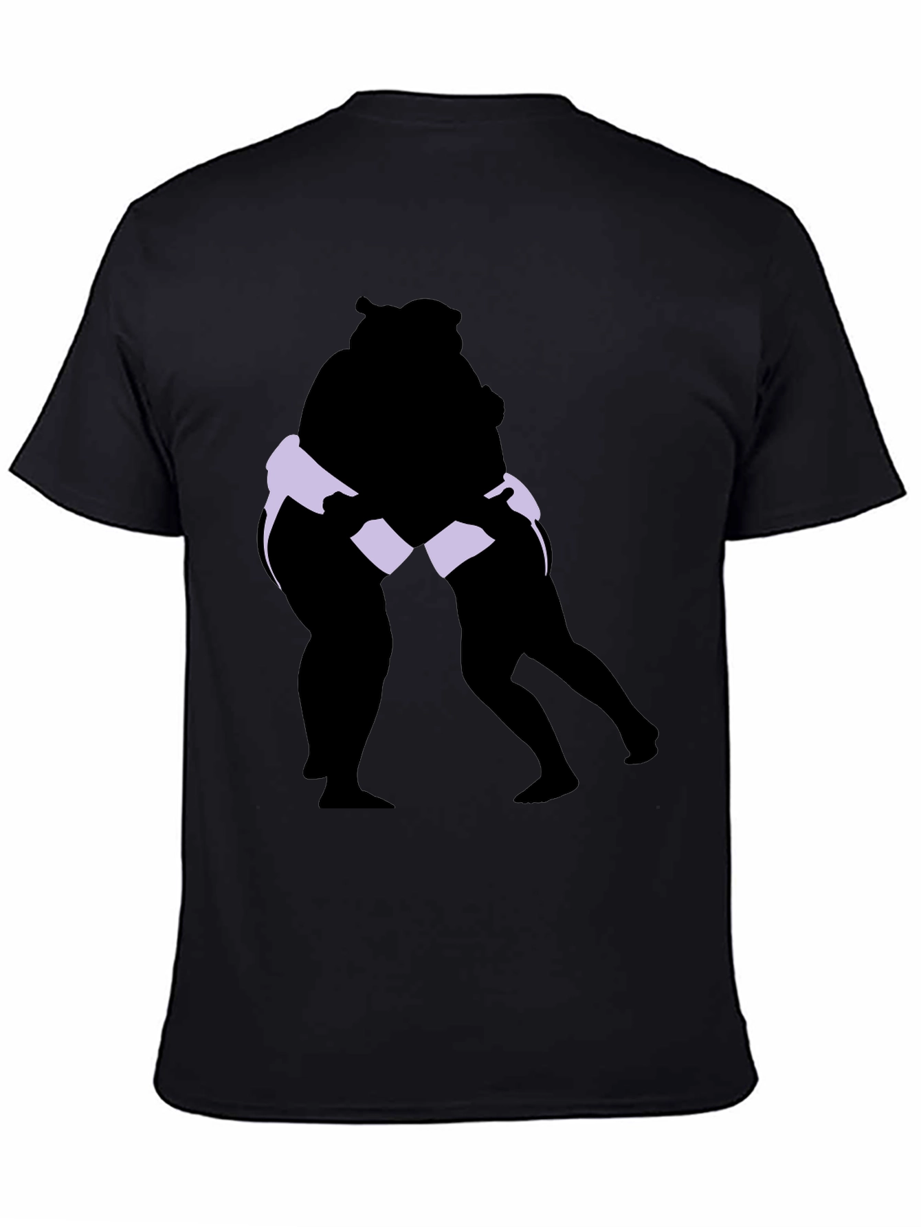Sumo Wrestlers Graphic Tee - Black Cotton Blend