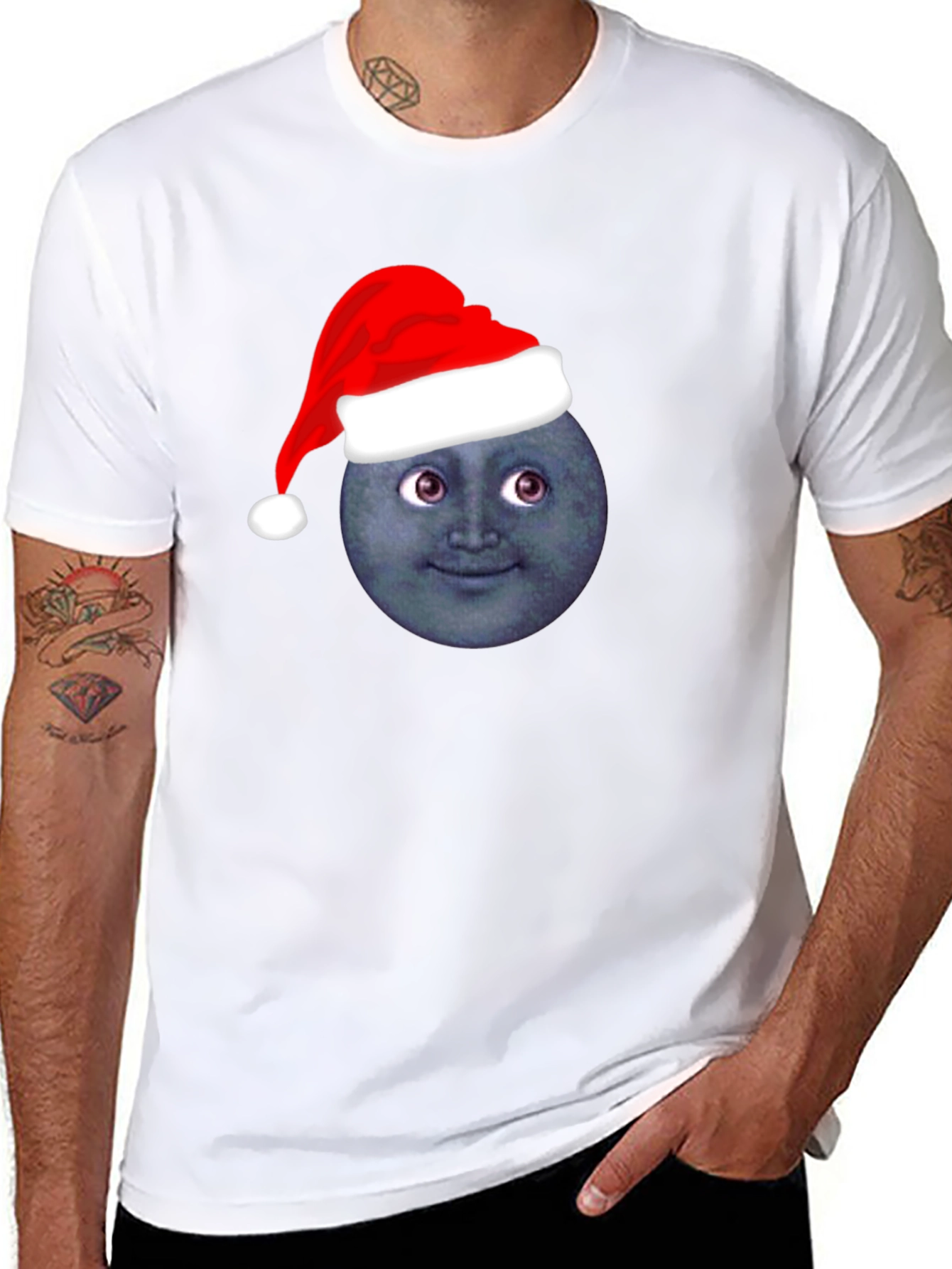 Festive Moon Face T-Shirt - Holiday Cheer!