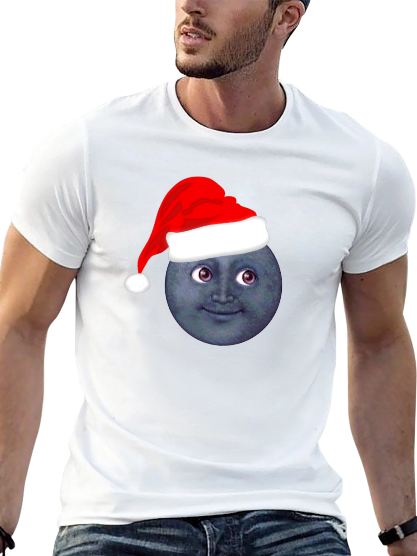 Festive Moon Face T-Shirt - Holiday Cheer!