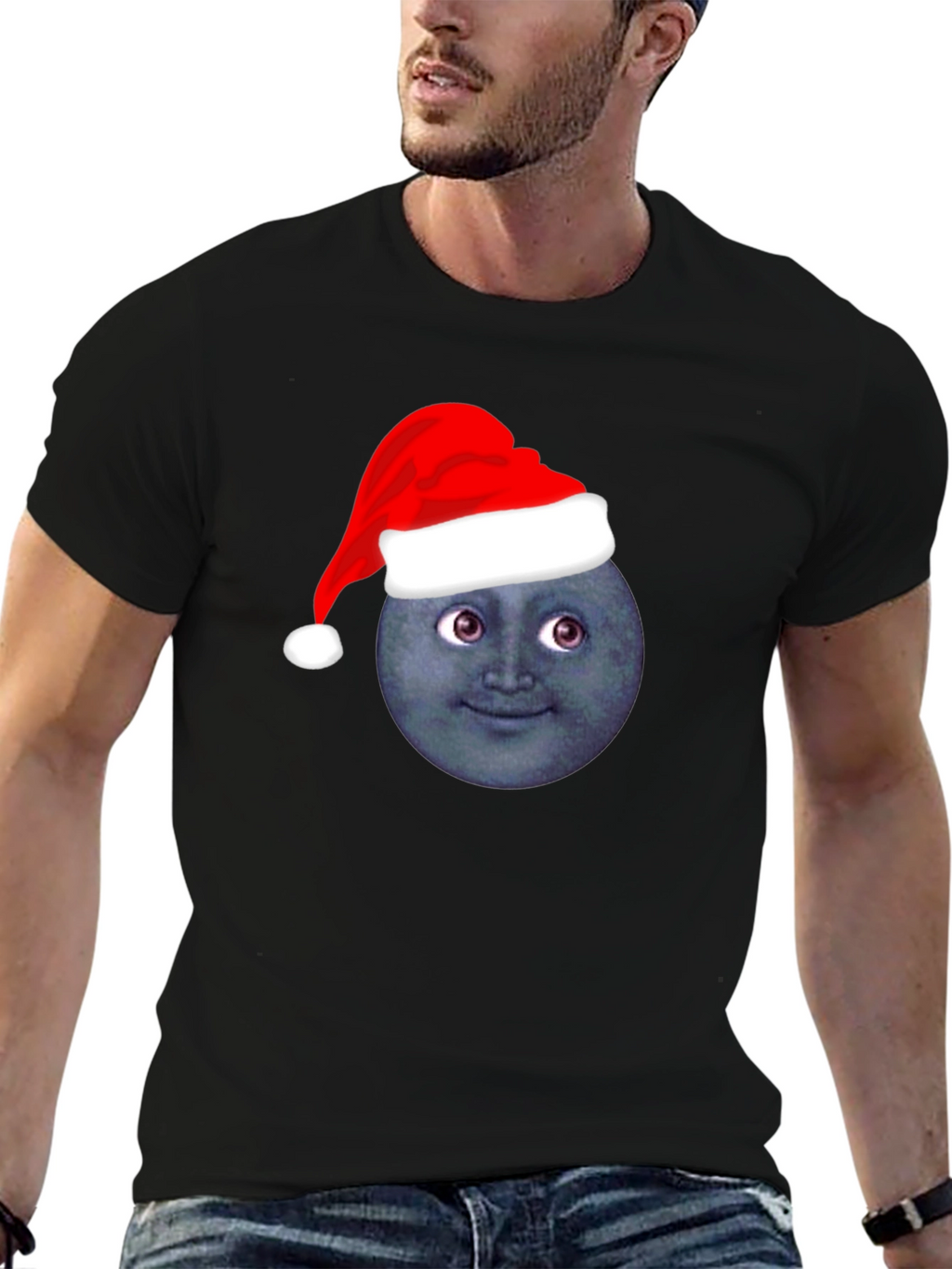 Festive Moon Face T-Shirt - Holiday Cheer!