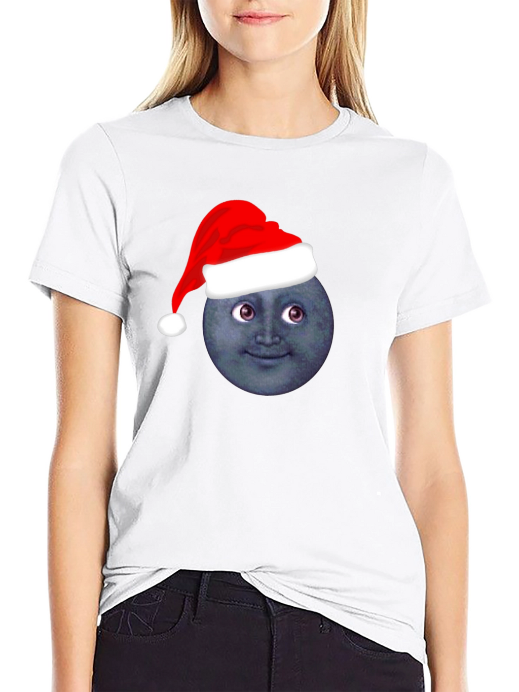 Festive Moon Face T-Shirt - Holiday Cheer!