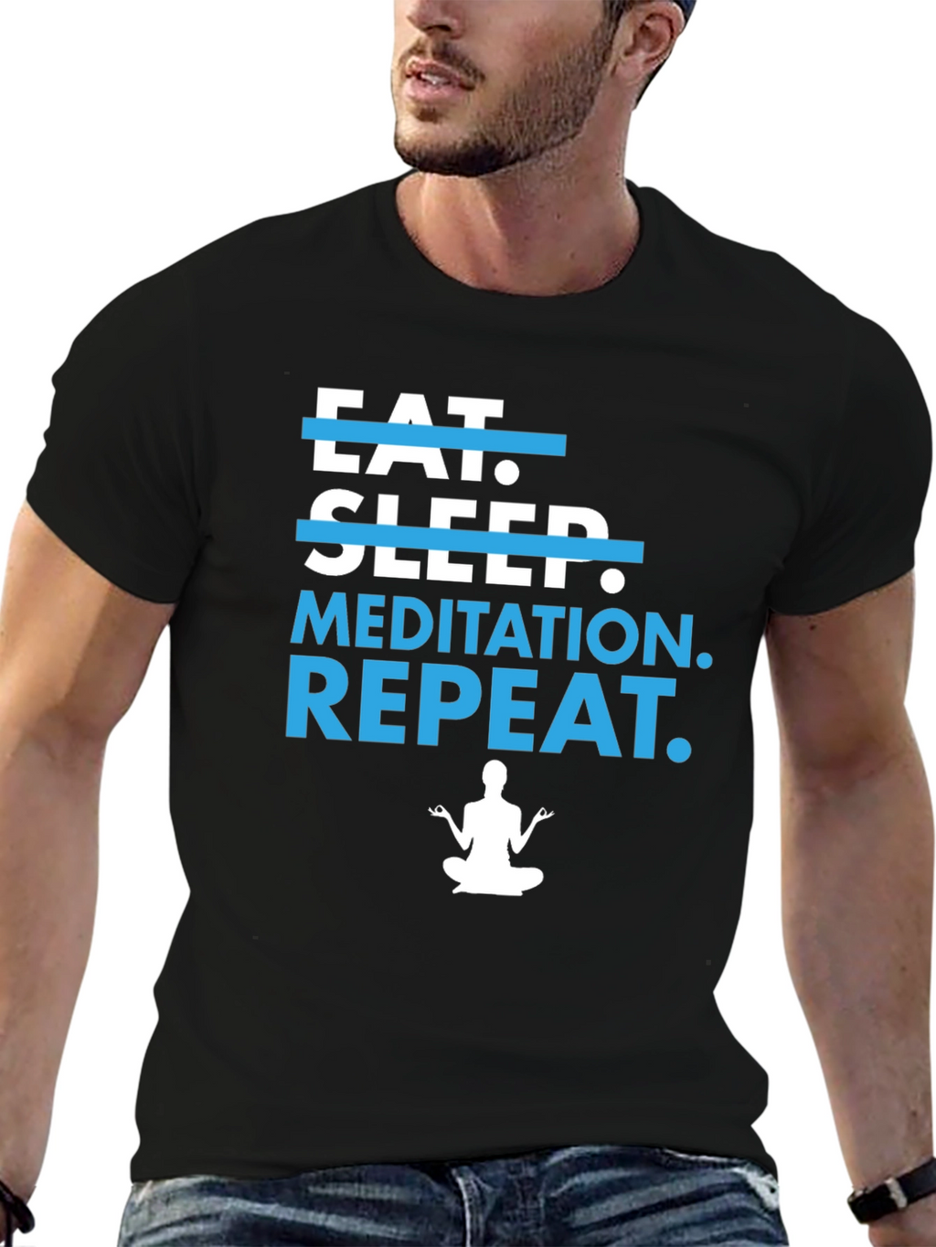 Eat Sleep Meditation Repeat T-Shirt - Yoga Tee
