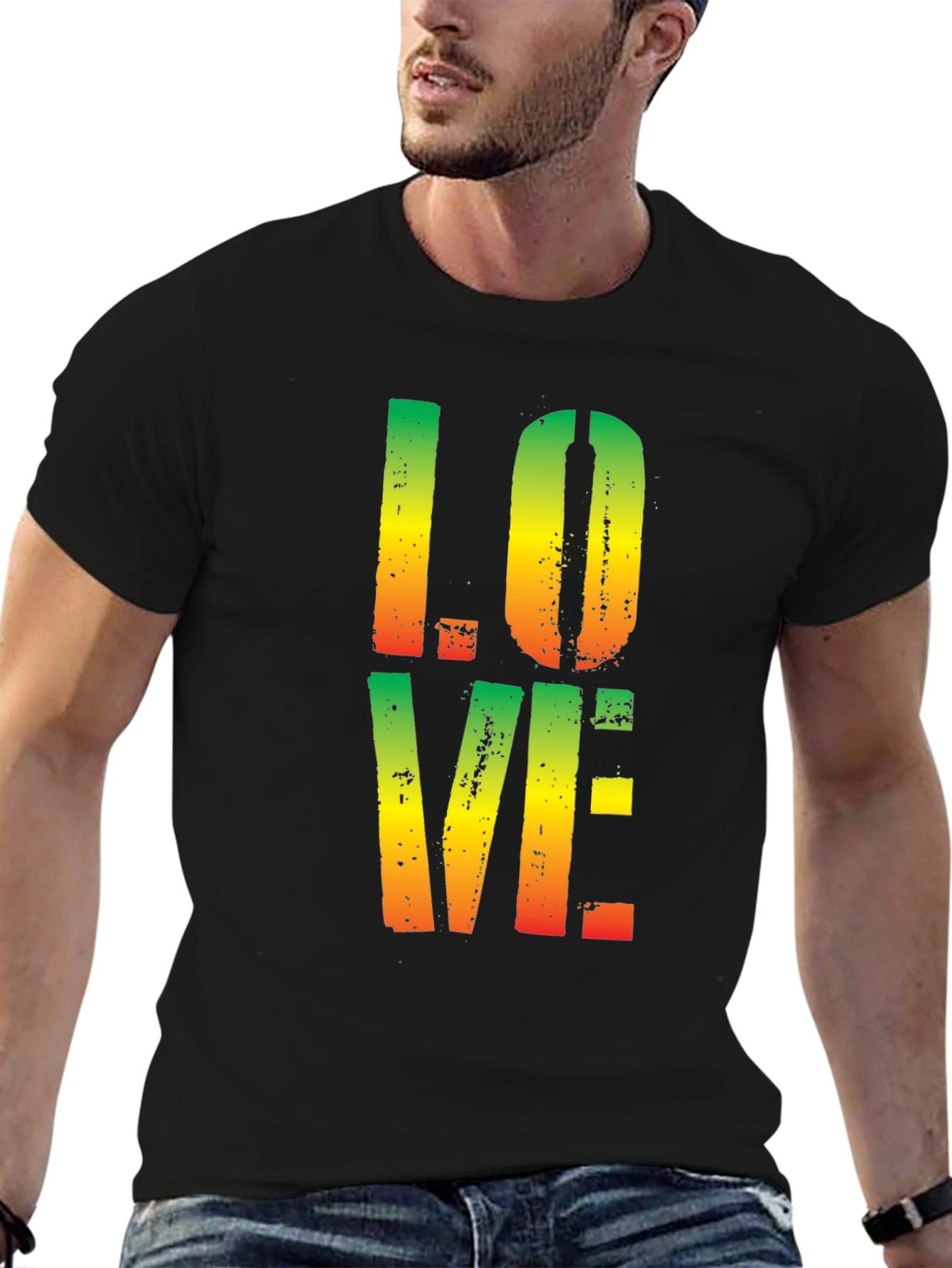 Rasta LOVE T-Shirt - Black Cotton Tee