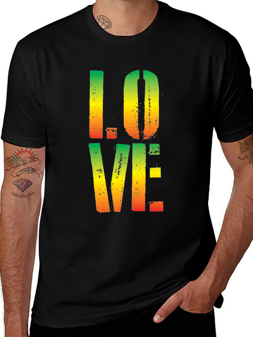 Rasta LOVE T-Shirt - Black Cotton Tee