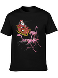 Flamingo Santa Sleigh T-Shirt