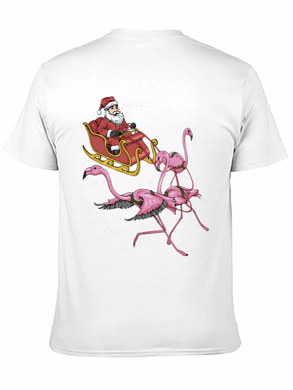 Flamingo Santa Sleigh T-Shirt