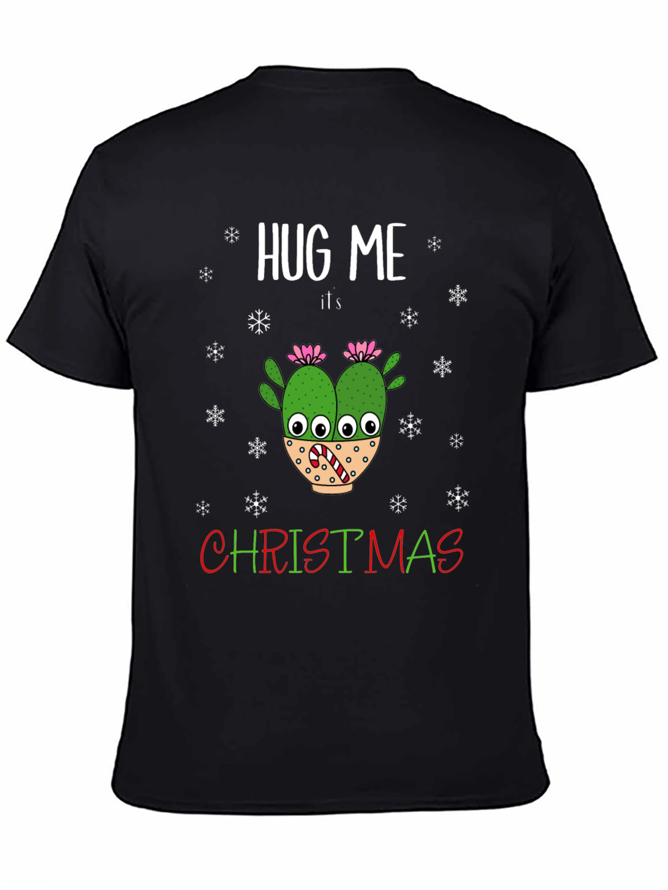 Hug Me Its Christmas T-Shirt Holiday Cactus
