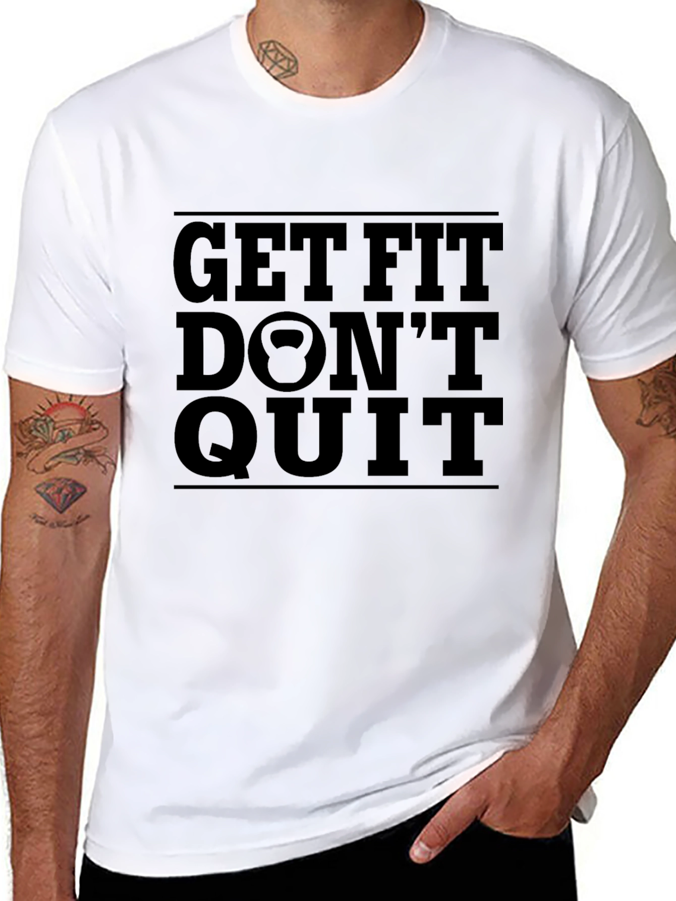 Get Fit Dont Quit Black T-Shirt Fitness Motivation
