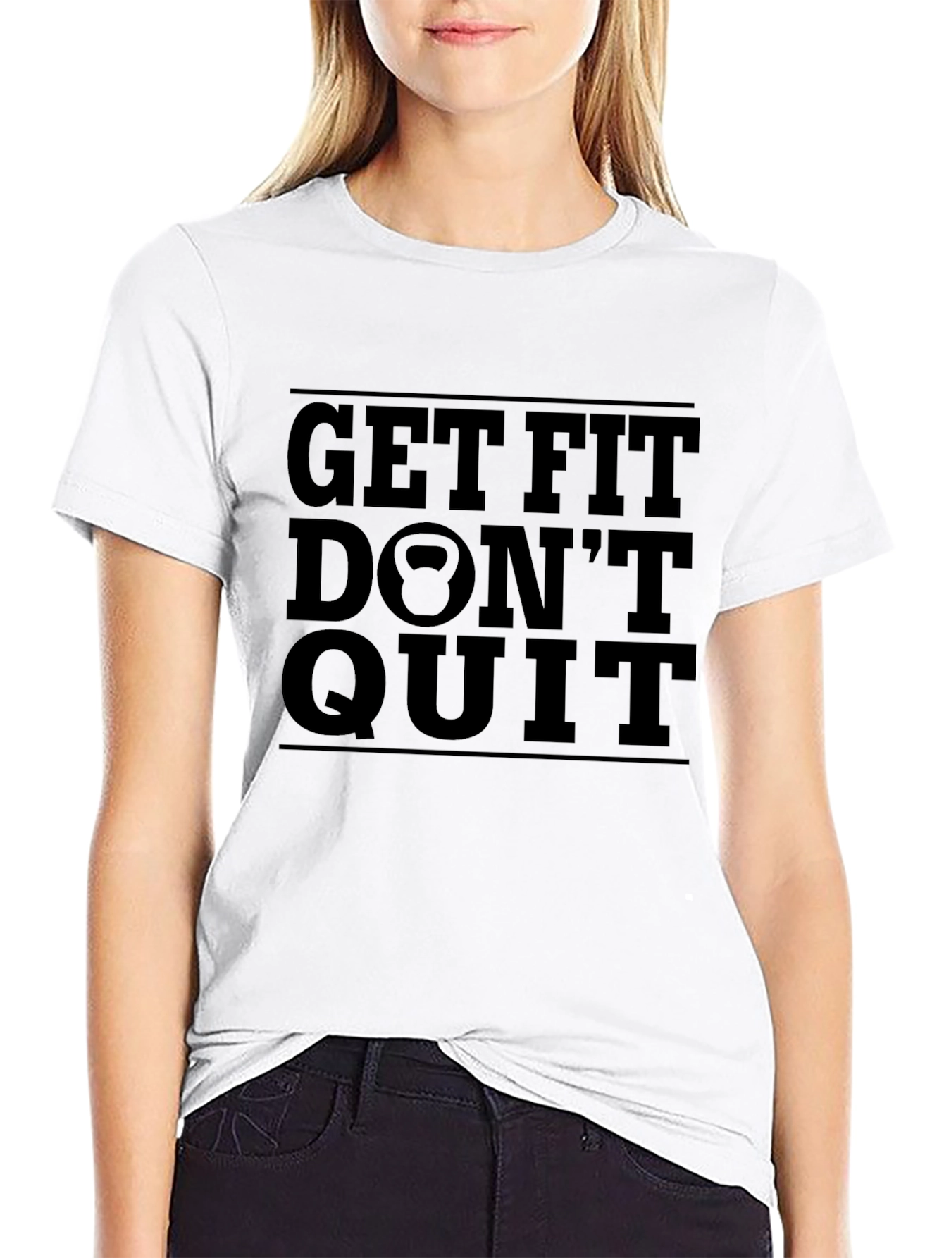 Get Fit Dont Quit Black T-Shirt Fitness Motivation