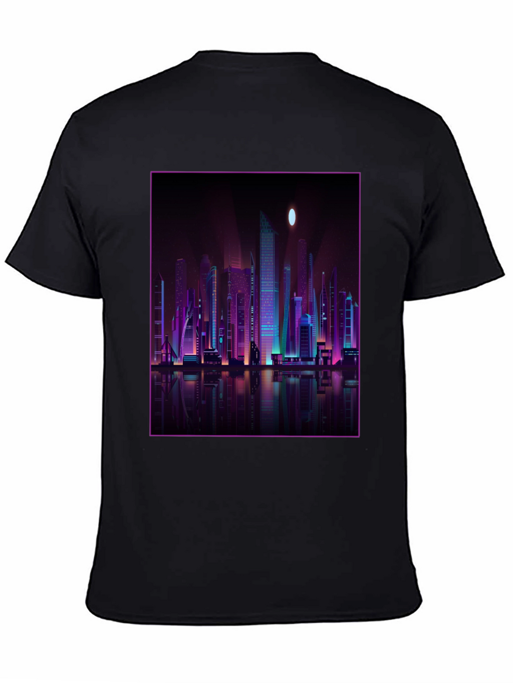 Cyberpunk Cityscape Graphic Tee - Black