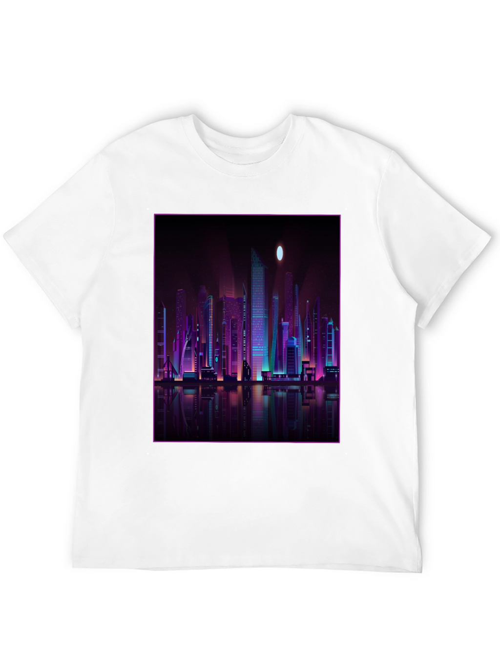 Cyberpunk Cityscape Graphic Tee - Black