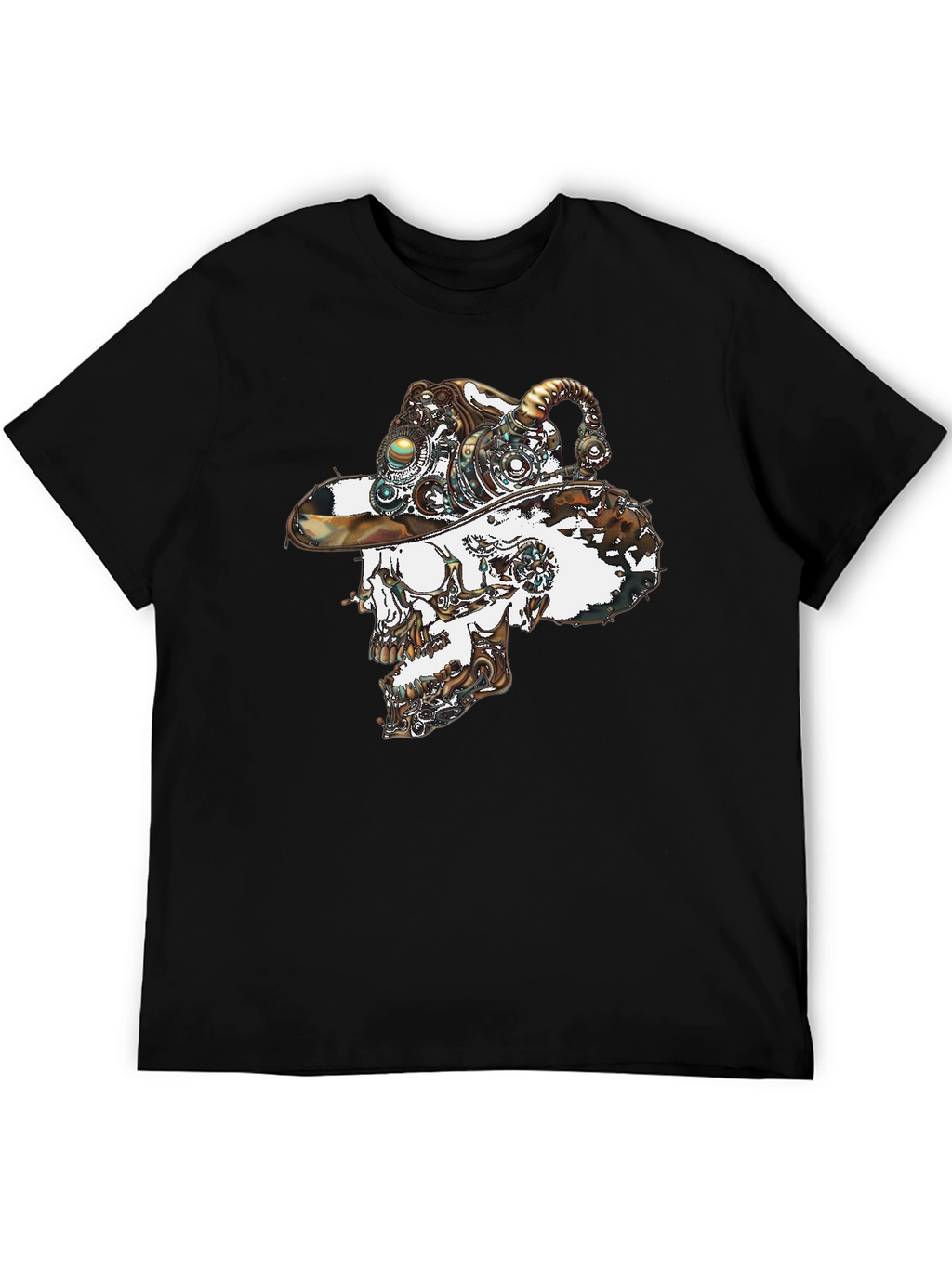Steampunk Skull Graphic Tee - Cool Novelty T-Shirt