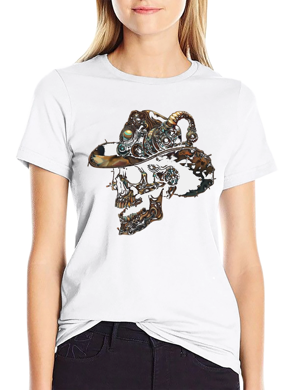 Steampunk Skull Graphic Tee - Cool Novelty T-Shirt