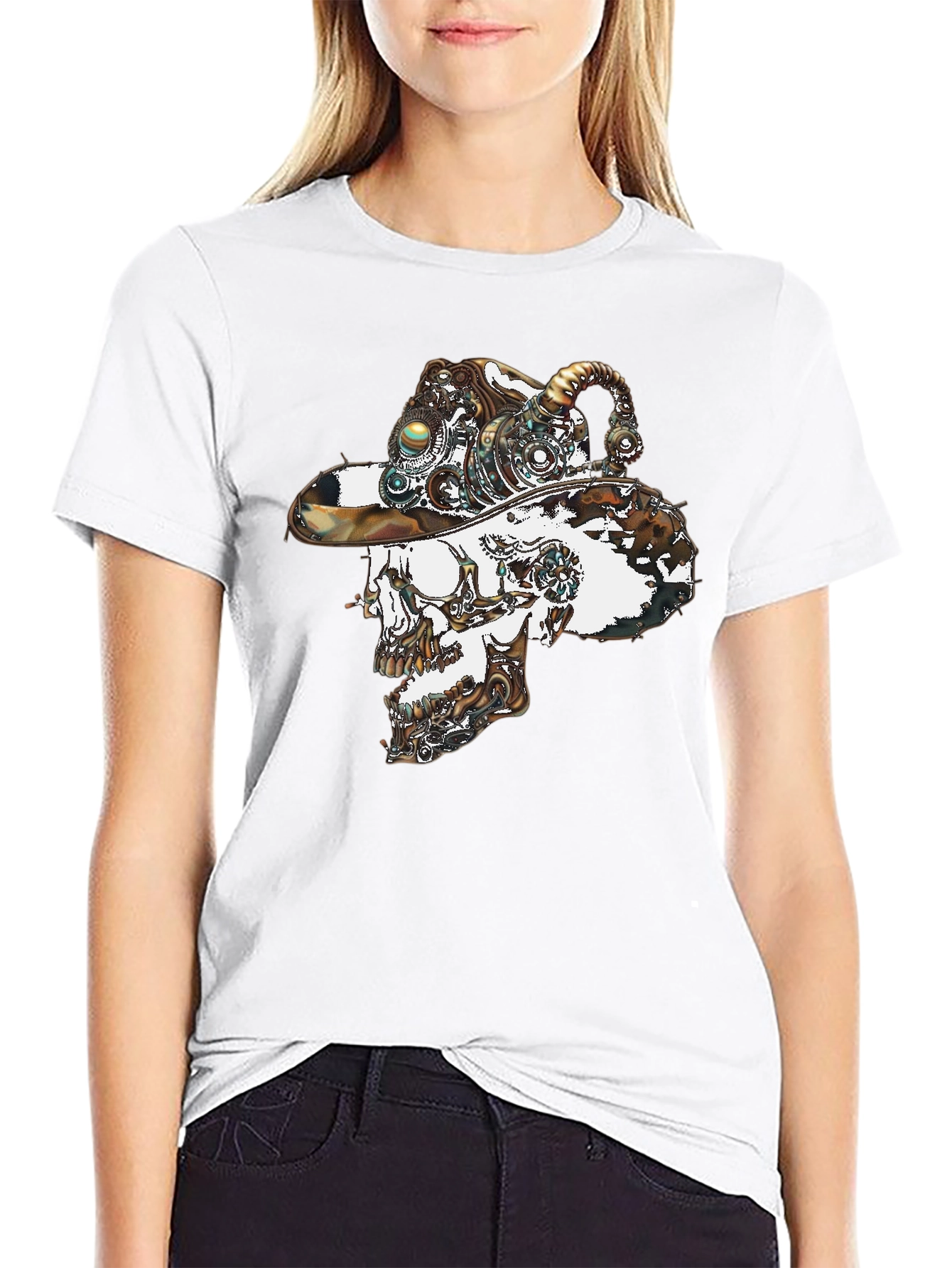 Steampunk Skull Graphic Tee - Cool Novelty T-Shirt