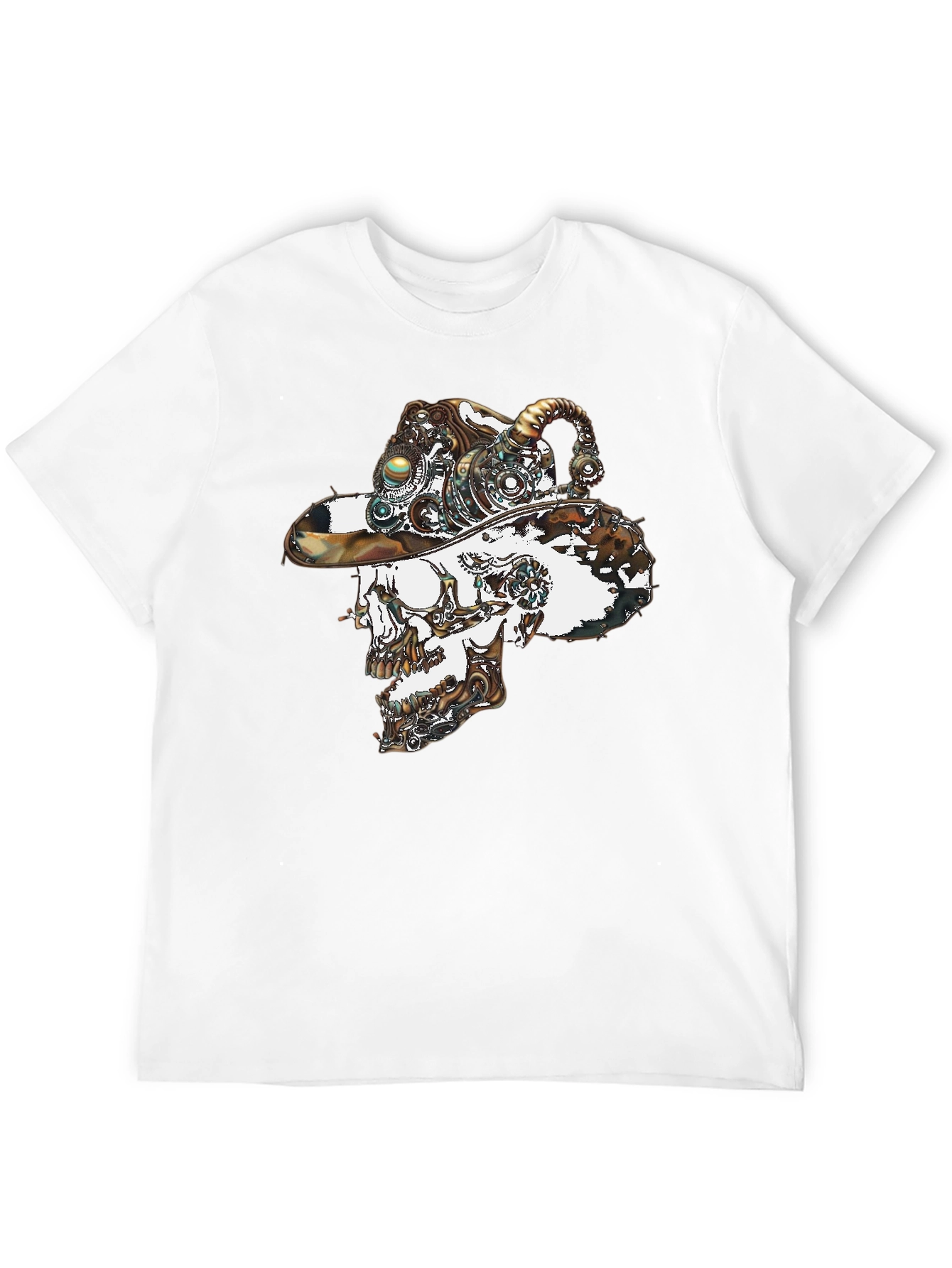 Steampunk Skull Graphic Tee - Cool Novelty T-Shirt