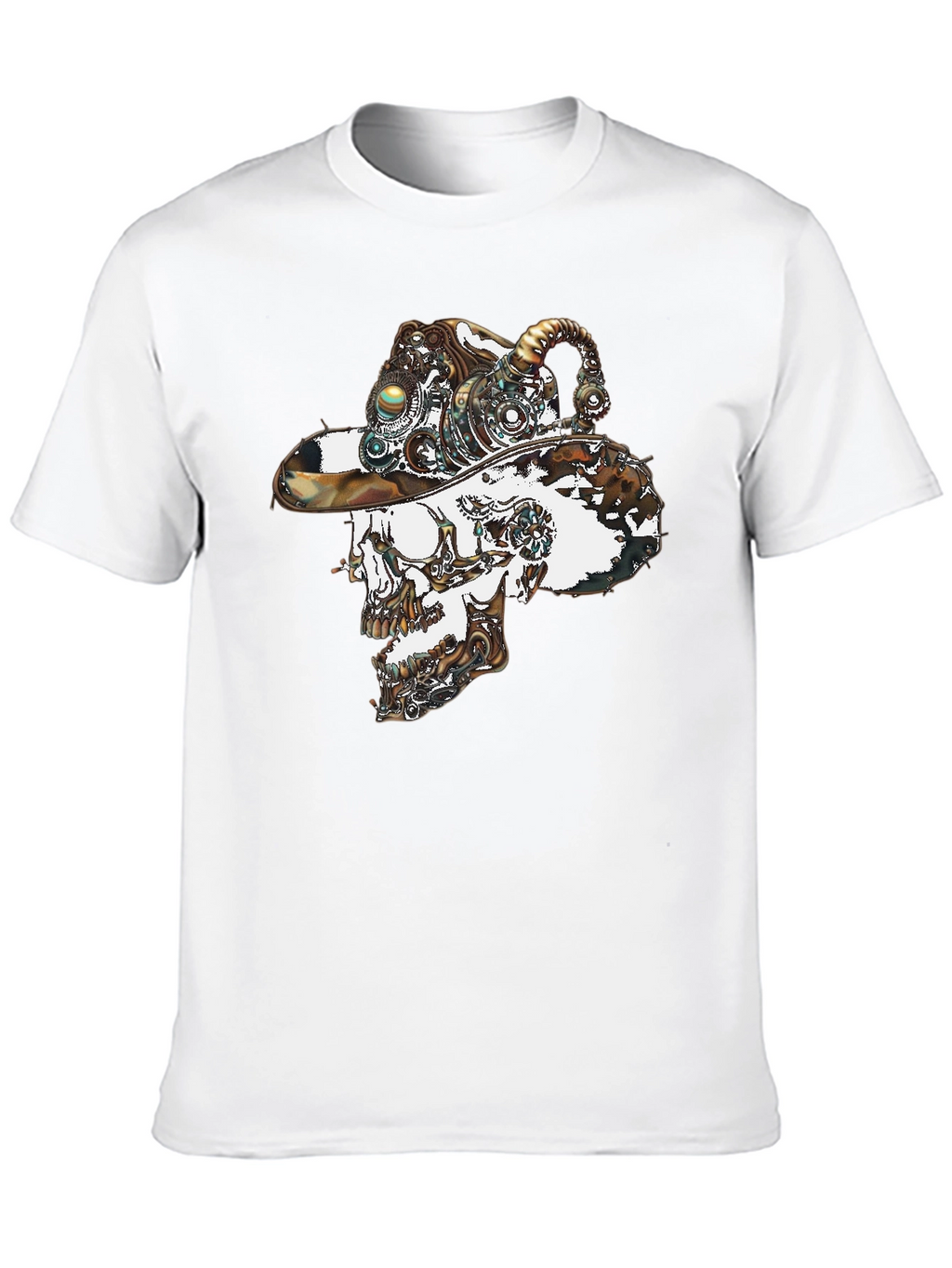 Steampunk Skull Graphic Tee - Cool Novelty T-Shirt